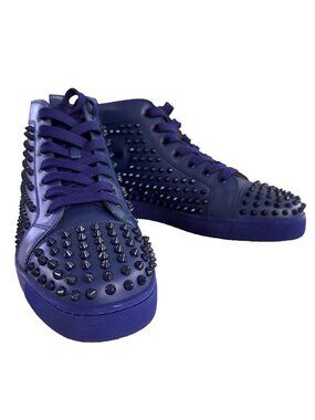 Christian Louboutin Louis Flat Calf Spiked Espadon Sneakers -Blue/Purple - EU 44